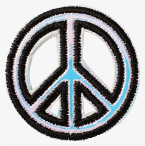Puffy Iridescent Peace Sign Patch - Love Hippie Png