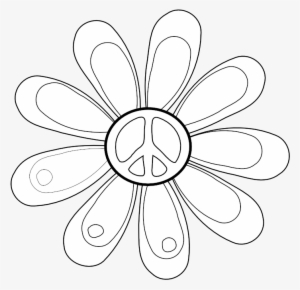Peace Symbol Peace Sign Flower 82 Black White Line - Png Clipart Flowers Daisy