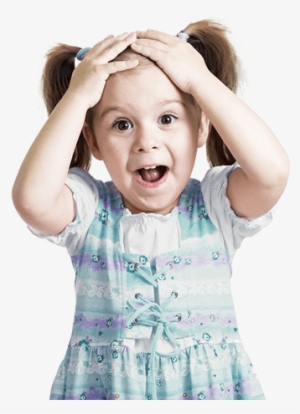 Happy And Surprised Looking Girl With Her Head On Her - Stock Photography