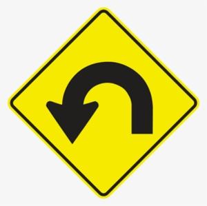 Left Horseshoe Curve - Steep Crest Or Hump Ahead Sign