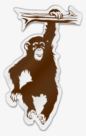 Monkey Hanging Shaped Magnet - Chimpanzee Clipart Black And White