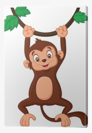 Cartoon Monkey Hanging In Tree Canvas Print • Pixers® - Monkey Hanging From  A Tree Drawing Transparent PNG - 400x400 - Free Download on NicePNG