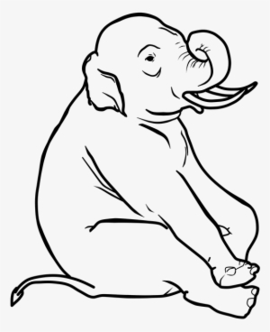 Elephant, Outline, Herbivore, Line, Sit, Animal, Mammal - Outline Images Of Herbivores