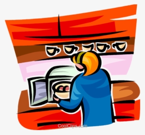 Woman Cooking In The Microwave Royalty Free Vector - Food