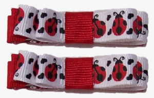 Red And Black Ladybird/ladybug Bow Clips - Red