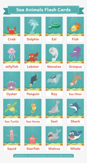 Description - Sea Animals Flashcards Printable