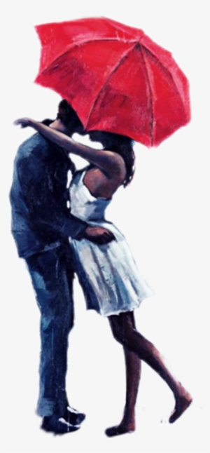 Kissing Couple Romantic Umbrella Love Inlove - Romantic Painting