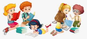 Crianças - Kids Reading Books Clipart