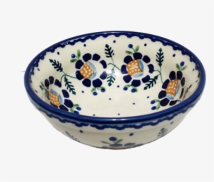 Cereal/soup Bowl In Blue Daisy Pattern - Blue And White Porcelain