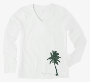 Women's Palm Tree With Lights Long Sleeve Crusher Vee - Long-sleeved T-shirt