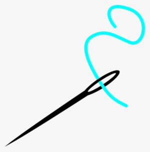 Aqua Thread With Needle Clip Art - Cartoon Needle And Thread