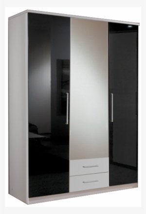 Gamma White And Black Gloss 3 Door 2 Drawer Wardrobe - Wimex Gamma White And Black Gloss 3 Door 2 Drawer Wardrobe