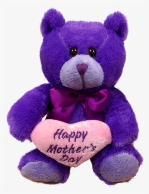 6" Light Purple Mother's Day Bear - Mothers Day Teddy Png