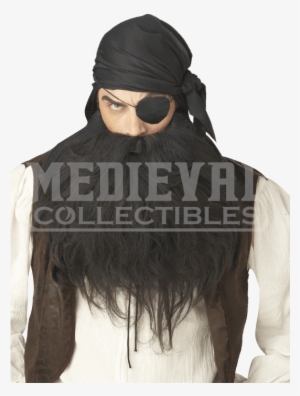Black Pirate Beard And Moustache - Costume