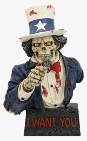 Skeletal Uncle Sam Bust - Ptc I Want You Skeleton Skull Uncle Sam Resin Statue
