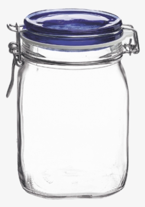 Vintage Glass Jar For Fermenting Milk Kefir 1000ml - Bormioli Rocco Fido Square Jar With Blue Lid 3334ounce