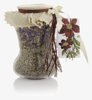 Picture Of Small Glass Jar With Dry Herbs - Vase