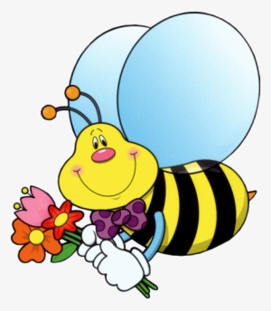 Bee Carrying Flowers - Clipart Bee