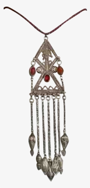 A Unique Tribal Antique Pendant With Carnelian Stones - Jewellery