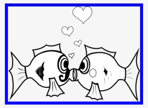 Incredible Kissing Fish Black And White Clipart Pict - Fish Kissing Clip Art