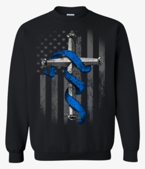 Thin Blue Line Cross Sweatshirt - Yosemite Park T-shirts