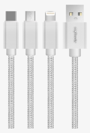 Mycandy 3 In 1 Cable - Cable Lightning Type C Micro Usb Png