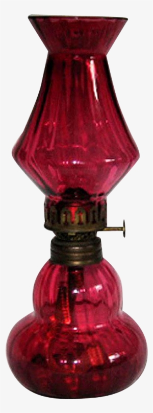 Cranberry Miniature Oil Lamp - Lantern