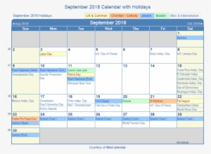 September 2018 Printable Calendar With Us Holidays - September 2018 Printable Calendar With Holidays