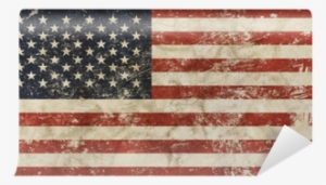 Old Grunge Vintage Faded American Us Flag Wall Mural - Us Flag Pixel Art
