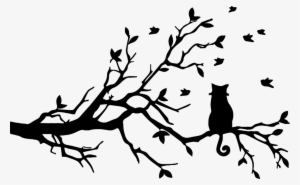 Animal Tree Branch Birds Pet Feline Cat 1781611 - Tree Silhouette With Cat