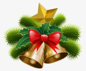 Christmas Bells And Bow Png Clip Art Image - New Year Bell Png