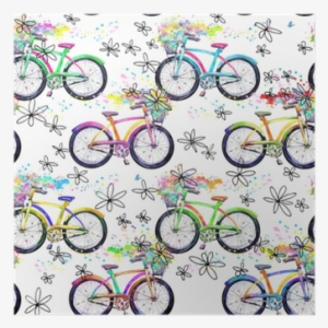 Watercolor Bicycle Seamless Pattern - Patron Sin Fisuras
