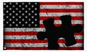 Autism Puzzle Piece Real American Flags - Canvass
