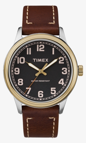 New England 40mm Leather Strap Watch - Timex Classic Men's Analogue Watch Brown