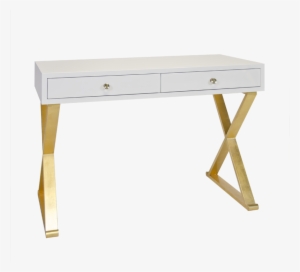 White And Gold Console Table Or Desk - Lacquer White Desk