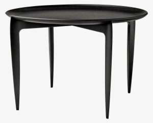 Foldable Tray Table Ø 60 Cm, Black Lacquered Oak - Coffee Table