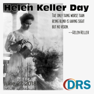 Helen Keller Watering Plants On A Porch - Helen Keller