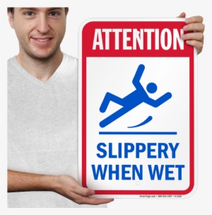 Attention Slippery When Wet Sign - Smartsign By Lyle K2-0212-eg-18x24 Life Jacket Required