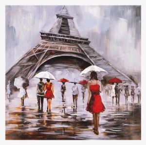 Image For 36x46" Walk Under The Eiffel Tower Painting - Painting