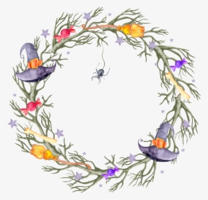 Halloween Flowers Wreath Free Download - Watercolor Painting