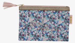 Blue Small Flower Print Zipped Pouch By Rice Dk - Pencil Case