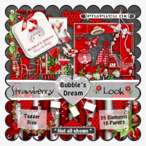 The Strawberry Look ~ Scrapkit * Tagger Size/cu Ok - Strawberry