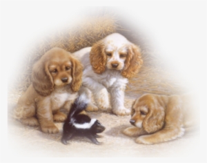 cocker pups trio wskunk - rihe diy oil painting by numbers -dog ite christmas