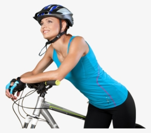 Smiling Young Woman Riding Bicycle