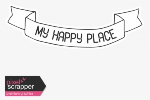 Hashtag My Happy Place Banner Print - Line Art
