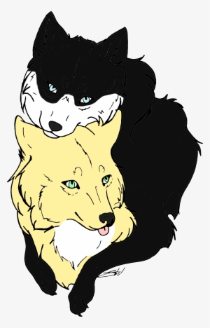 Sibling Wolf Lineart By Xx Auburn Wolf Xx-d567rqi - Portable Network Graphics