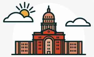 Image Of The Texas Capitol With Clouds Behind It - Texas Capitol Clipart