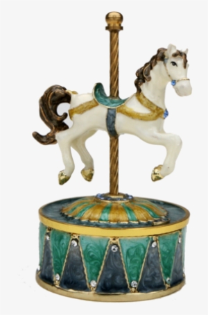 Single Horse Music Box - Revolving Merry Go Round Carousel Music Box. Crystals
