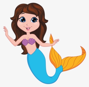 Brown Hair Clipart Mermaid - Cartoon Mermaid