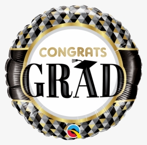 Grad Black & Gold Patterns Mylar Balloon - Balloon